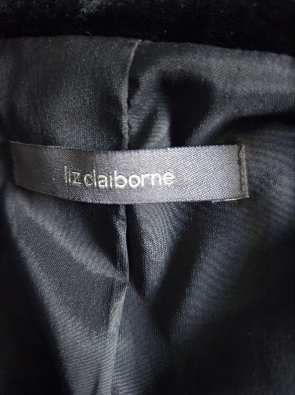 Vintage Liz Claiborne Black Silk Velvet Mandarin Collar Blazer Jacket Size 6 90s - Picture 2 of 10